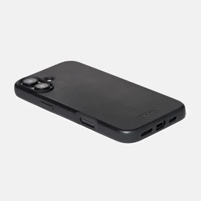 Ridge Phone Case - Midnight Black Leather - iPhone 16 Plus