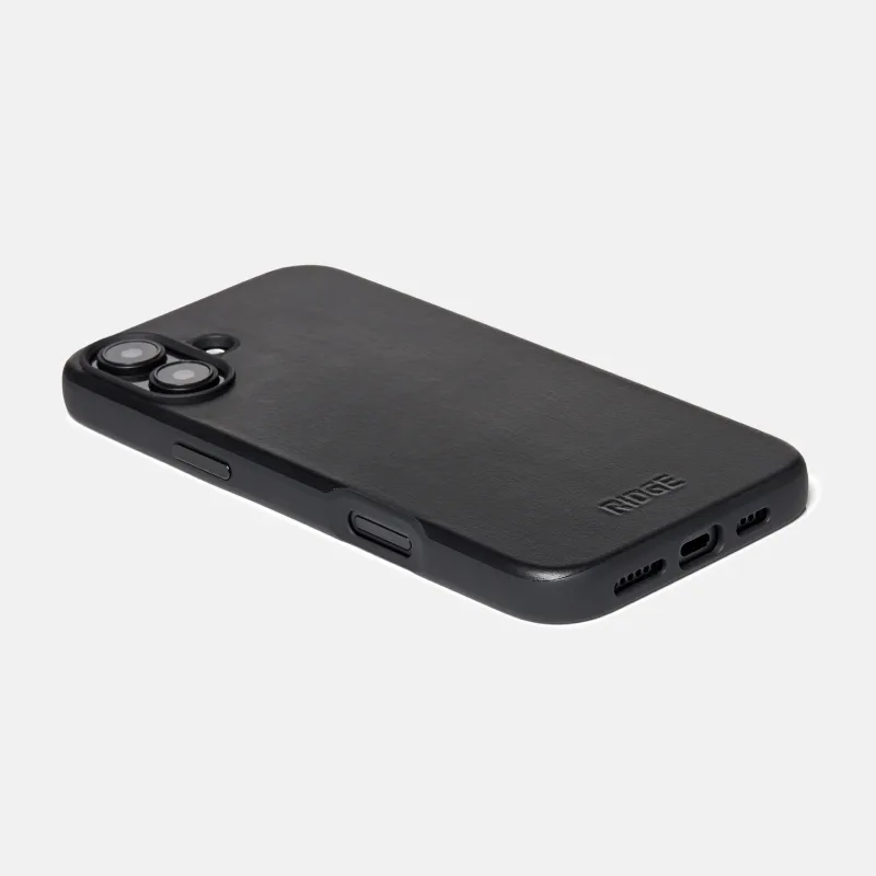 Ridge Phone Case - Midnight Black Leather - iPhone 16 Plus
