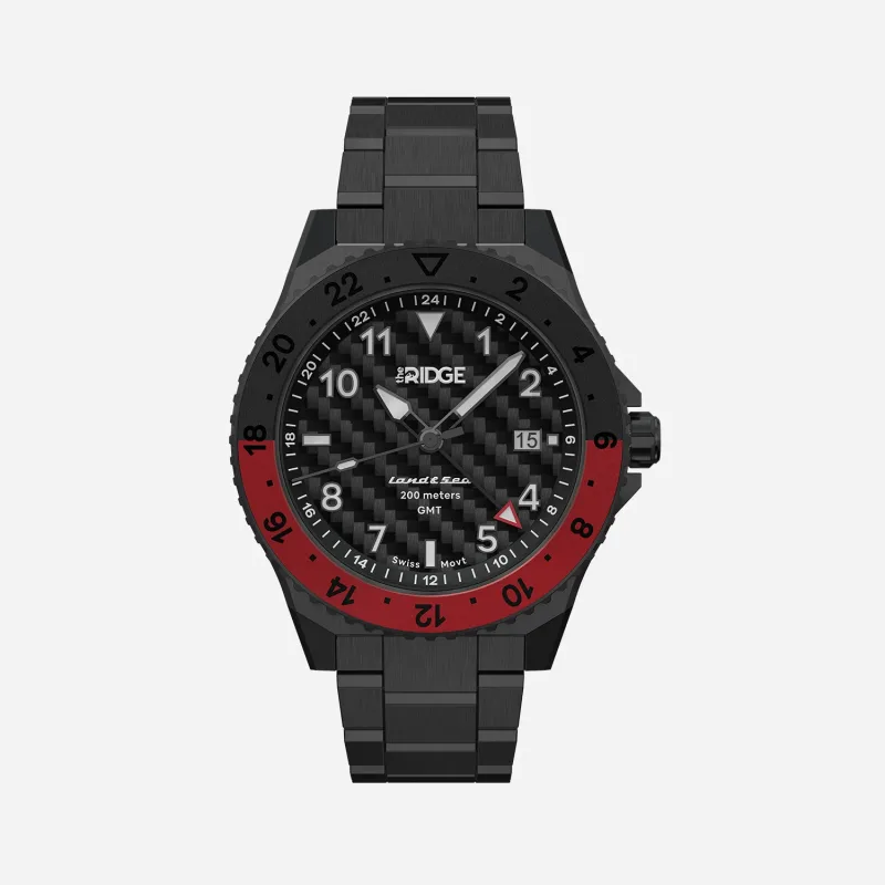 Ridge Land & Sea GMT Watch 42mm - Carbon Fiber 3k