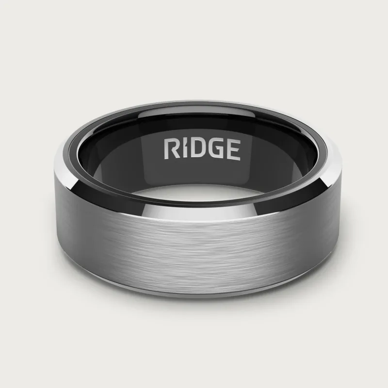 8mm Beveled Ring Set - Platinum