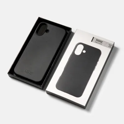 Ridge Phone Case - Midnight Black Leather - iPhone 16 Plus