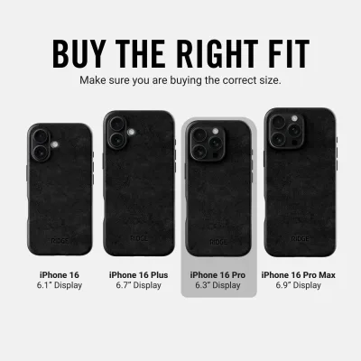 Ridge Phone Case - Midnight Black Leather - iPhone 16 Pro