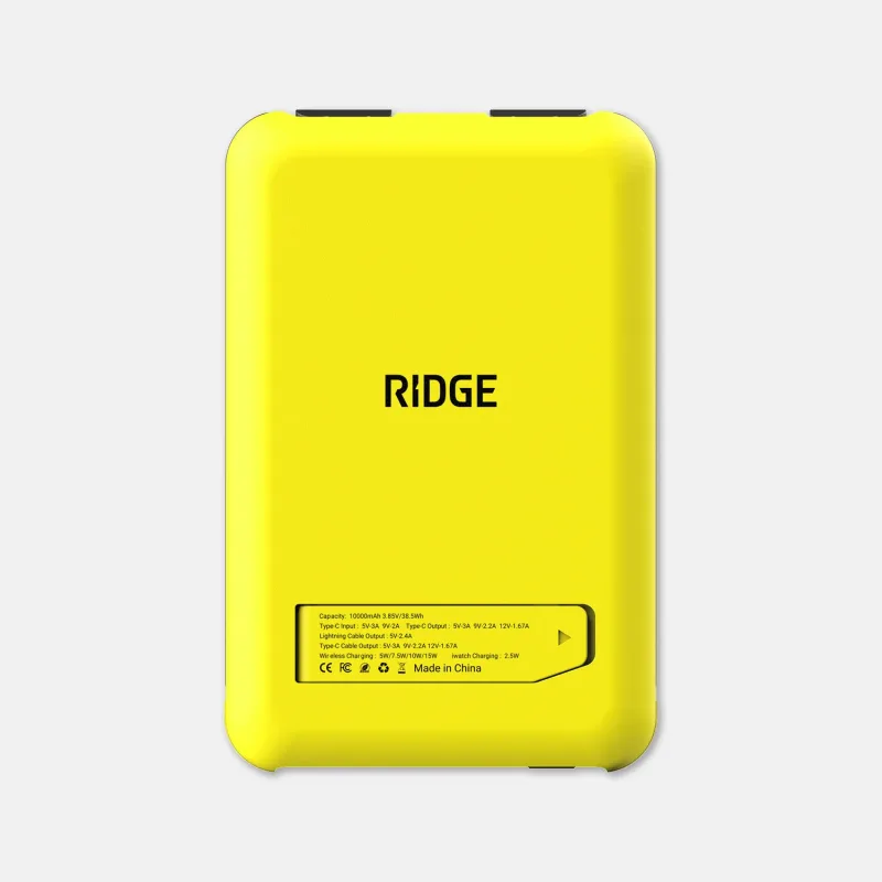 Ridge Power Bank - 10k mAh - Hyper Lime
