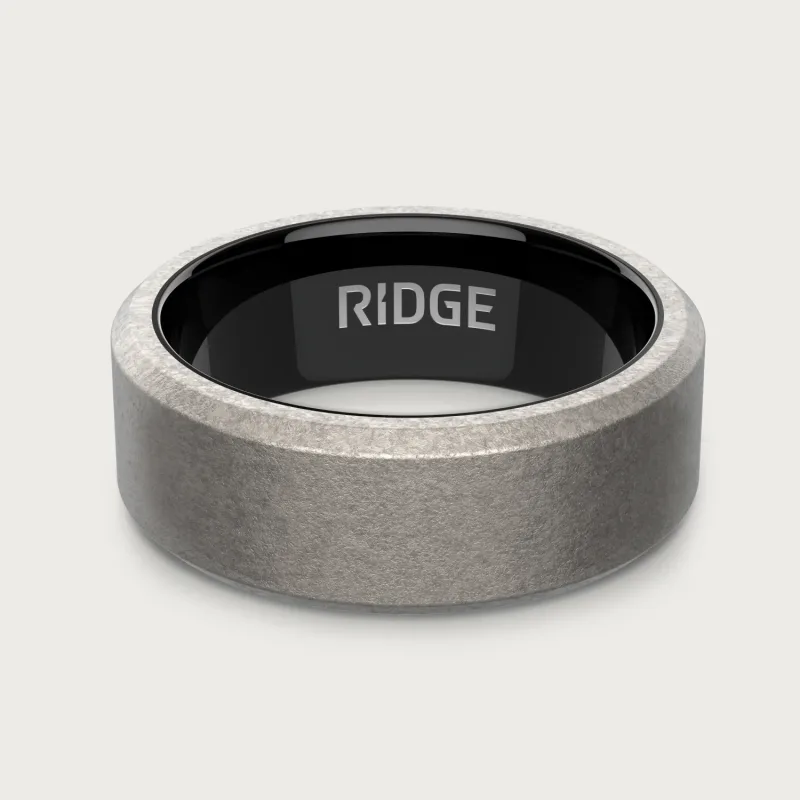 8mm Beveled Ring Set - Stonewashed Titanium